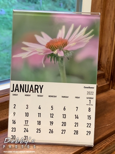 SAMPLE view Flower Calendar in acrylic 4x6 frame or refill with no frame