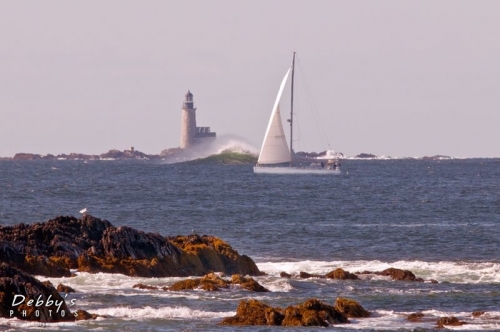 2815 Halfway Rock, Wave, Sailboat, Casco Bay